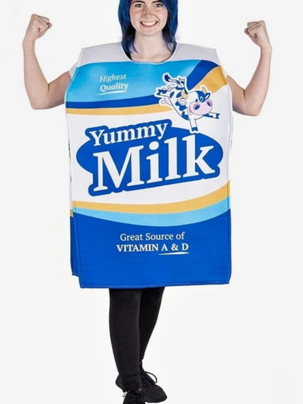 Hauntlook Wholesome Milk Carton Adult Costume Blue & White